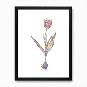 Stained Glass Tulip Mosaic Botanical Illustration on White n.0330 Art Print