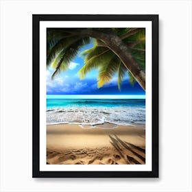 Beach Scene With Palm Trees 2 Art Print