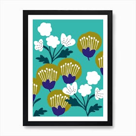 Blooms Aqua Art Print