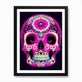 Skull With Mandala Patterns 1 Pink Pop Art Art Print