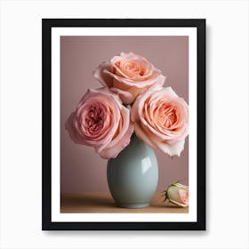 A Vase Of Pink Roses 82 Art Print