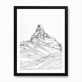 Alpamayo Peru Line Drawing 6 Art Print