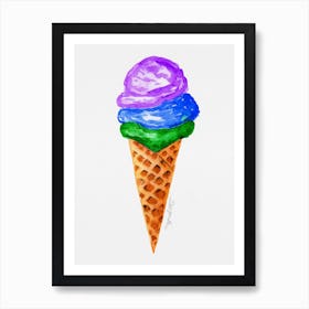 Ice Cream Cone Watercolor Artwork 1 Art Print