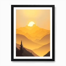 Misty Mountains Vertical Composition In Yellow Tone 19 Art Print