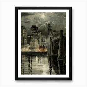 Cityscape At Night 1 Art Print