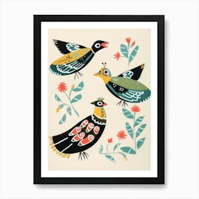 Folk Style Bird Painting Lapwing 3 Art Print