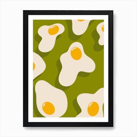 Fried Eggs Kitchen/Dining Room Green Art Print