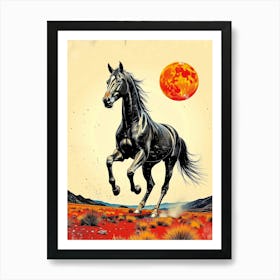 Dark Horse Run - Grunge Color Style Art Print