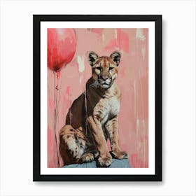 Cute Puma 4 With Balloon Art Print