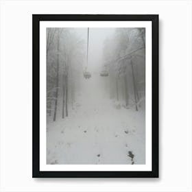 Ski Lift In The Snow Art Print