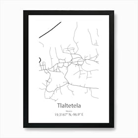 Tlaltetela,Mexico Minimalist Map Poster