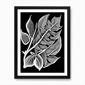 Sweet Bay Leaf Linocut 1 Art Print