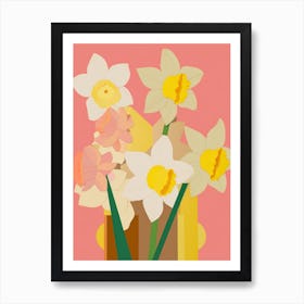 Daffodils Flower Big Bold Illustration 4 Art Print