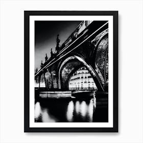 Paris Bridge At Night 1 Art Print