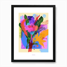 Celosia 2 Neon Flower Collage Poster Art Print