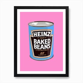 Blue Heinz Baked Beans On Pink Art Print