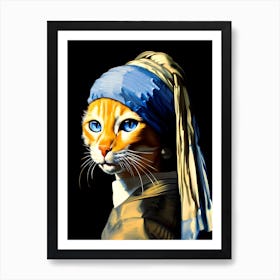 The Cat with the Pearl Earring, Vermeer 1 Art Print