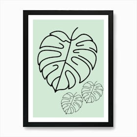 Line Art Monstera Leaf Minimalist Art Print