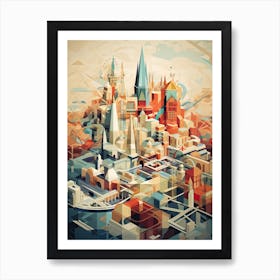 Moscow, Russia, Geometric Illustration 4 Art Print