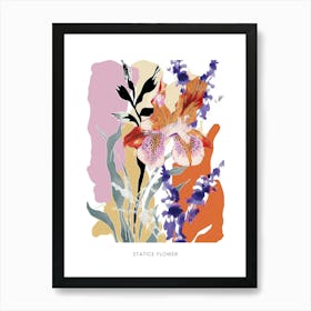 Colourful Flower Illustration Poster Statice Flower 1 Art Print