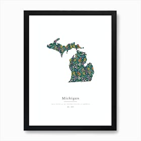 Michigan State | Wildflowers on Juniper Green Art Print