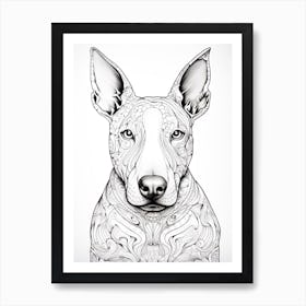 Boston Terrier Dog, Line Drawing 5 Art Print