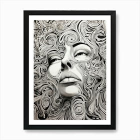 Swirl Hair Serene Face 1 Art Print