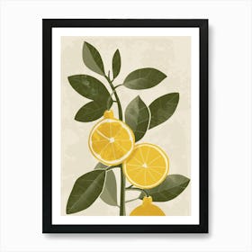 Lemon Ball Cactus Minimalist Abstract Illustration 2 Art Print
