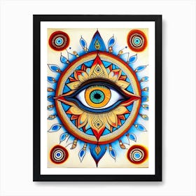 Mandala With An Eye, Symbol, Third Eye Rothko Neutral 1 Art Print