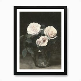 Three Roses In A Vase Art Print