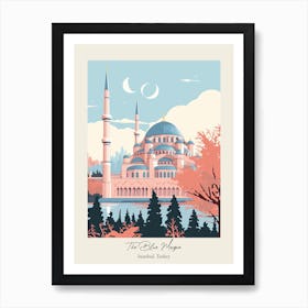 The Blue Mosque   Istanbul, Turkey   Cute Botanical Illustration Travel 2 Poster Art Print