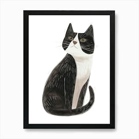 Snowshoe Cat Clipart Illustration 1 Art Print