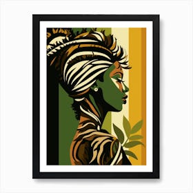 African Woman With Zebra Print Art Print