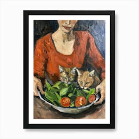 Cats And Salad Art Print