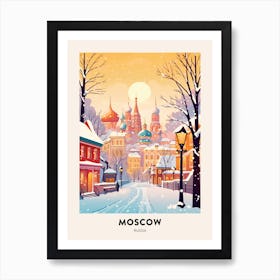 Vintage Winter Travel Poster Moscow Russia 2 Art Print