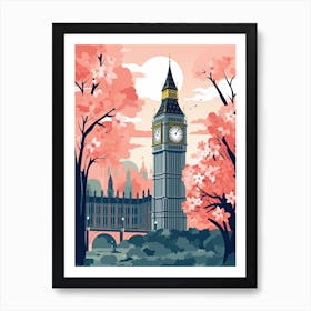 Big Ben, London   Cute Botanical Illustration Travel 5 Art Print