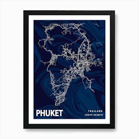 Phuket Crocus Marble Map Art Print