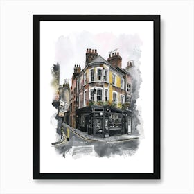 Havering London Borough   Street Watercolour 4 Art Print