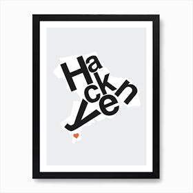 Hackney Type Map Art Print