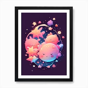 Star Cluster Kawaii Kids Space Art Print