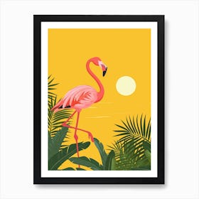 Greater Flamingo Caribbean Islands Tropical Illustration 3 Art Print