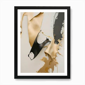 Gold And Black Paint Splashes Art Print