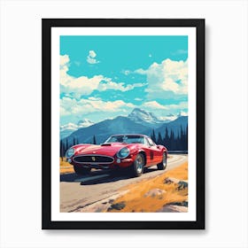 A Ferrari 250 Gto Car In Icefields Parkway Flat Illustration 1 Art Print