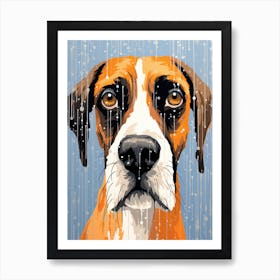 Boxer Dog In The Rain Art Print