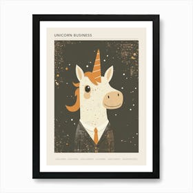 Unicorn In A Suit & Tie Mocha Muted Pastels 2 Poster Art Print