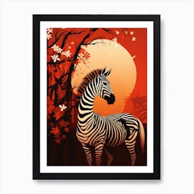 Zebra In The Sunset Art Print