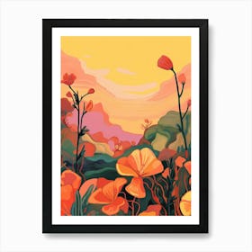 Boho Wildflower Painting Evening Primrose 3 Art Print