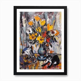 Crocus With A Cat 3 Abstract Expressionism  Art Print