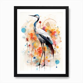 Bird Painting Collage Crane 2 Art Print