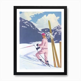 Saas Fee, Switzerland Glamour Ski Skiing Poster Art Print